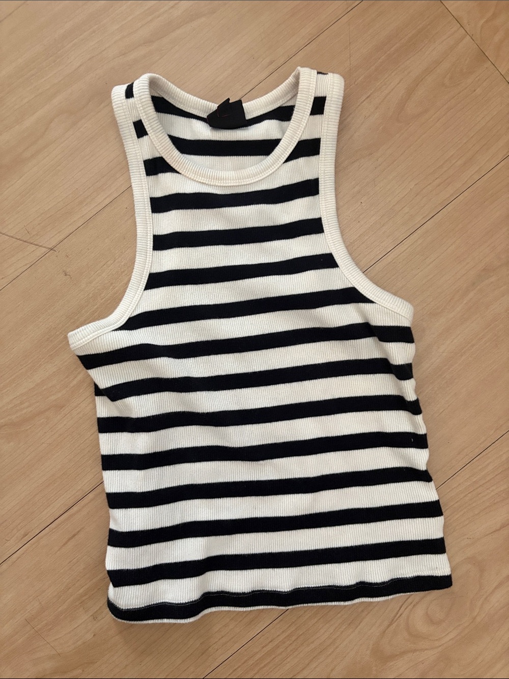 NOBO Black and White Striped Ribbed Tank